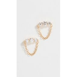14k Graduated Diamond Bar Chain Stud Earrings