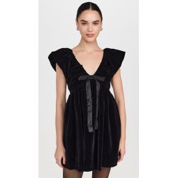 Velvet Satin Bow Mini Dress