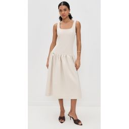 Drop Waist Peplum Midi Dress