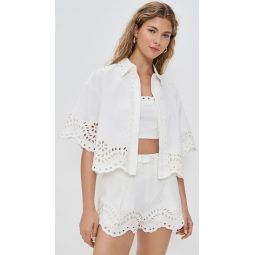 Embroidered Shirt and Strapless Top Set