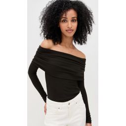 Silk Rib Off-Shoulder Top