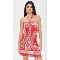 Majestic Coconut Tree Red Mini Dress