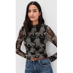 Striped Tigers Black Tulle Blouse