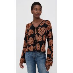 Leopard Hearts Knit Cardigan