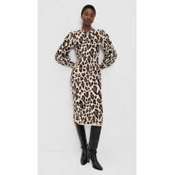 Leopard Print Knit Midi Dress