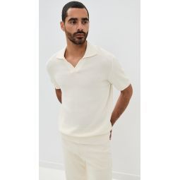 Rino Str Cotton Salt and Pepper Stitch Knitted Polo