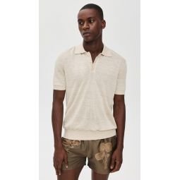 Vidal Linen Short Sleeve Buttoned Polo