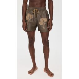 Rio Linear Floral Jacquard Print Swim Shorts 4.25