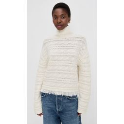 Cropped Cable Turtleneck