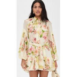 Ruffle Mini Dress with Tie Up Belt