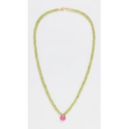 14k Peridot Ruby Teardrop Necklace
