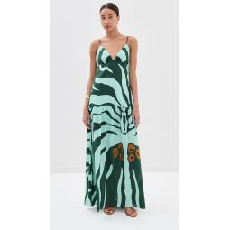 Dark Green Mint Zea Palm Maxi Dress