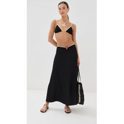 Crinkle Black Keel Midi Skirt