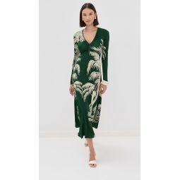 Green Alma Bordada Midi Dress