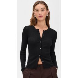 Stretch Linen Ribbed Cardigan