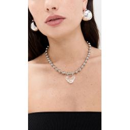 Clear Heart Pendant Lobster Necklace