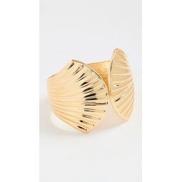 Polished Gold Shell Hinged Bracelet