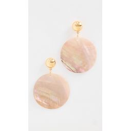 Beige Shell Disc Pierced Earrings