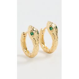 Snake Hoop Post Earring with Emerald Eyes