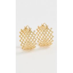 Gold Criss Cross Hoop Post Earrings