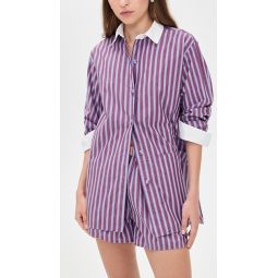 Airy Cotton Curved Hem Long Sleeve Short Set