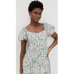 Puff Sleeve Corset Midi Dress