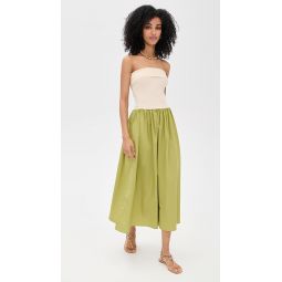 Strapless Two Tones Midi Dress