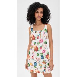 Square Neck Colorful Print Mini Dress