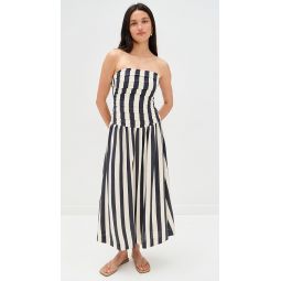 Striped Strapless Midi Dress