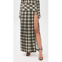 Pleated Long Skirt with Slit