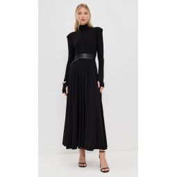 Shoulder Pad Turtle Flared Dress