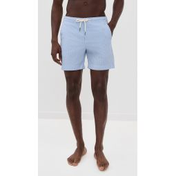 Bulldog Drawcord Seersucker Stripe Swim Shorts 6.25