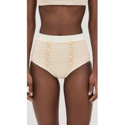 Metallic High Waist Bikini Bottoms