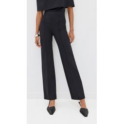 Pintuck Fitted Straight Pull-On Pants