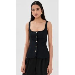 Square Neck Button Front Top