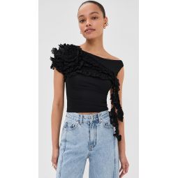 Flower Draped Off Shoulder Top