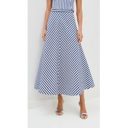 Quartered A-Line Skirt in Awning Stripe