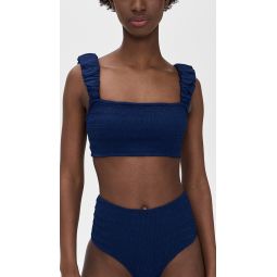 Shyla Solid Smocked Bikini Top