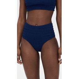 Shyla Solid Smocked Bikini Bottoms