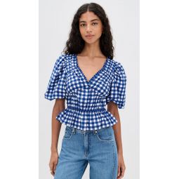 Neci Gingham V Neck Top