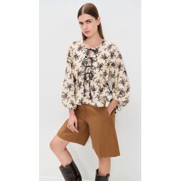 Joan Print Tie Front Top