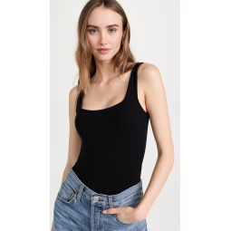 Ribbed Square Neck Tank Thong Bodysuit