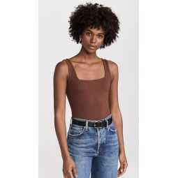 Ribbed Square Neck Tank Thong Bodysuit