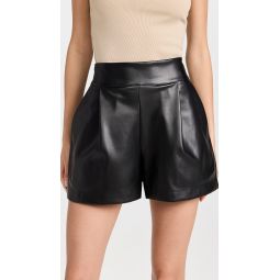 Faux Leather Pleated Shorts