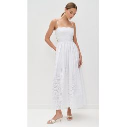 Embroidered Poplin Open Back Dress