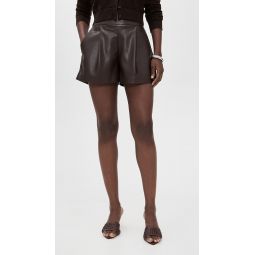Faux Leather Pleated Shorts