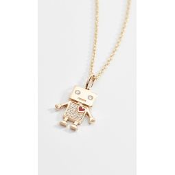 14k Gold Love Robot Necklace