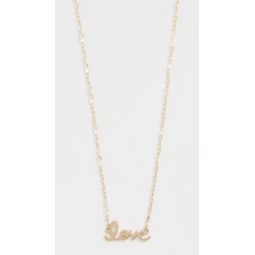 14k Gold Tiny Script Love Necklace