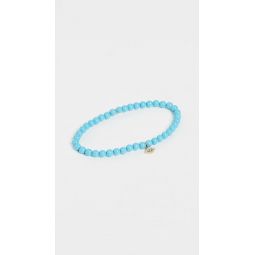 14k Gold Turquoise Beaded Evil Eye Charm Bracelet