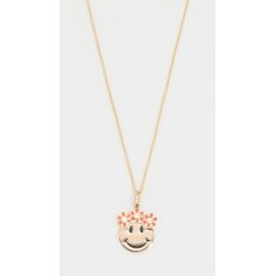 Flower Crown Happy Face Charm Necklace